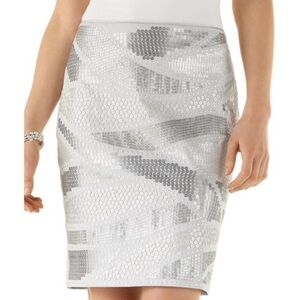 White House Black Market Silver Sequin Mini Skirt